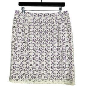 Willi Smith Lilac Lace Pencil Skirt Straight Purple Cream - 8